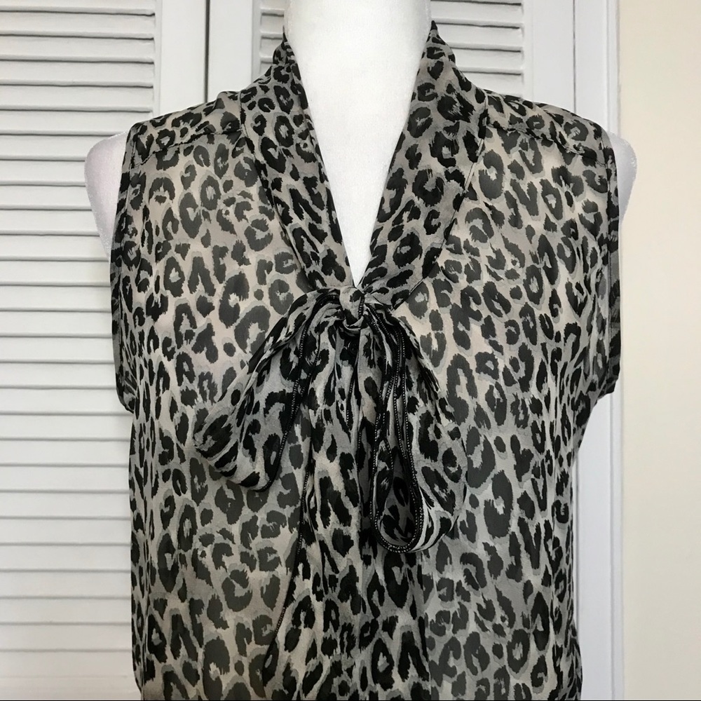 Sheer Grey Cheetah Print Blouse - Picture 2 of 4